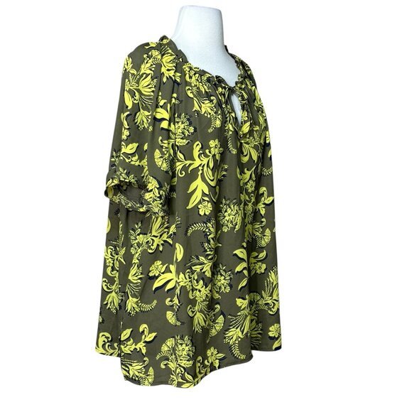 Liz Claiborne Womens Plus Size Blouse Green Print Size 2X - Picture 2 of 8